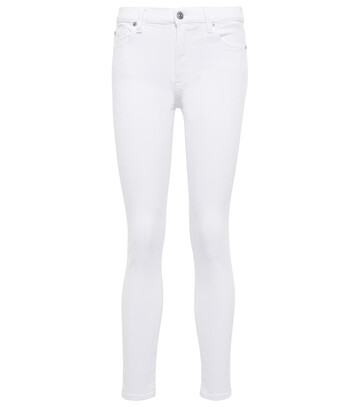 7 For All Mankind High-rise cropped skinny jeans in white