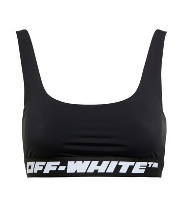 off-white logo sports bra in black