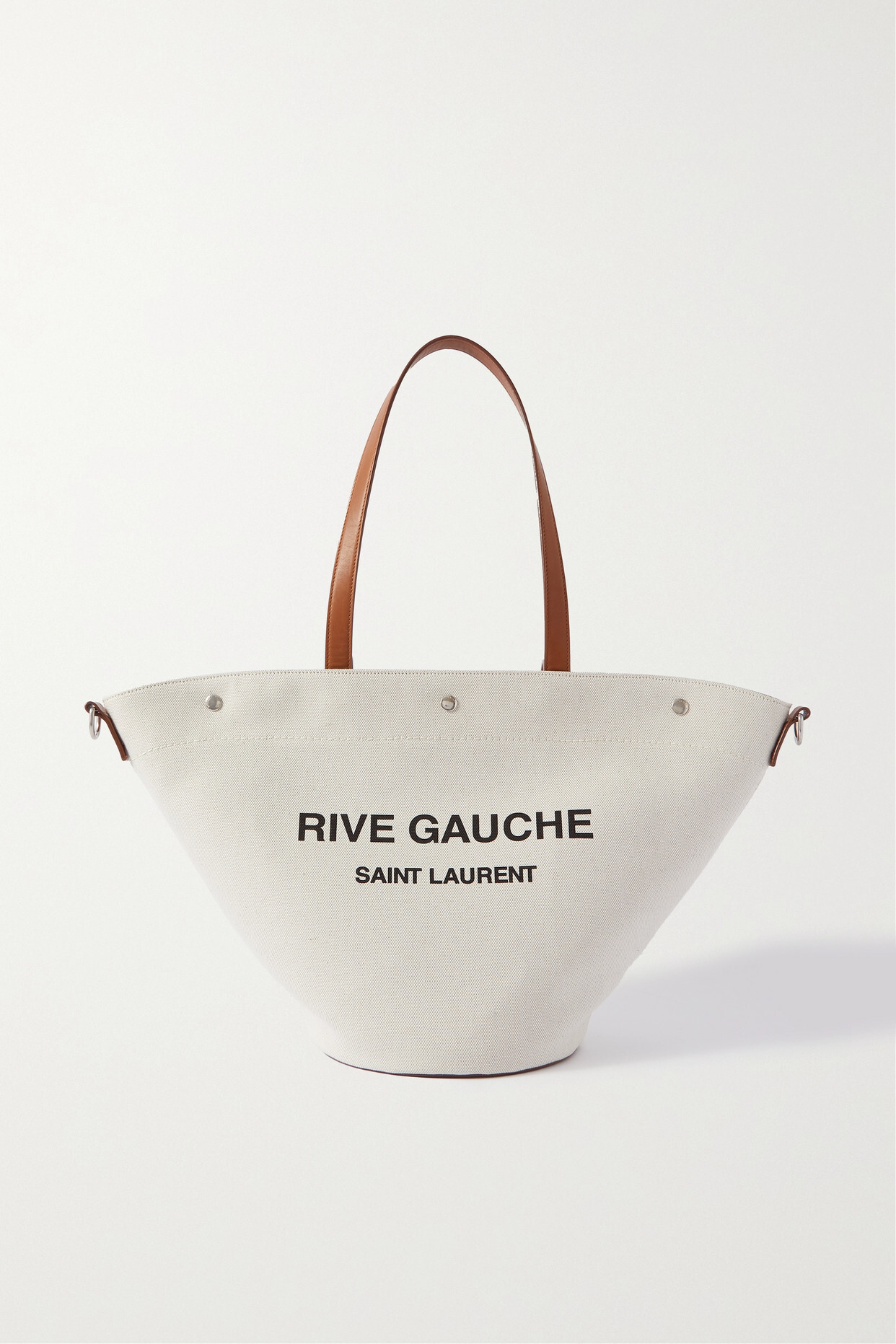 SAINT LAURENT - Rive Gauche Printed Leather-trimmed Canvas Tote - Gray