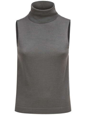 AG Wool & Silk Knit Turtleneck Top in grey