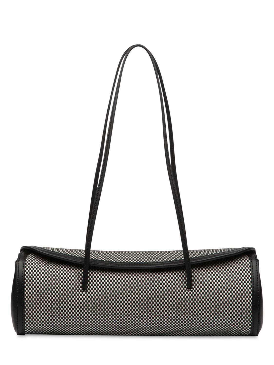 LITTLE LIFFNER Cannoli Cotton & Leather Bag in black / white