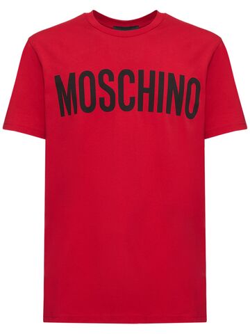 moschino logo print cotton t-shirt in red