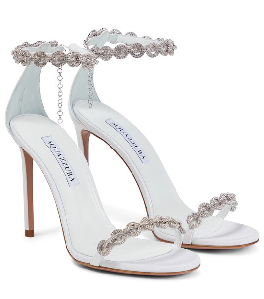 Aquazzura Love Link 105 embellished sandals in white