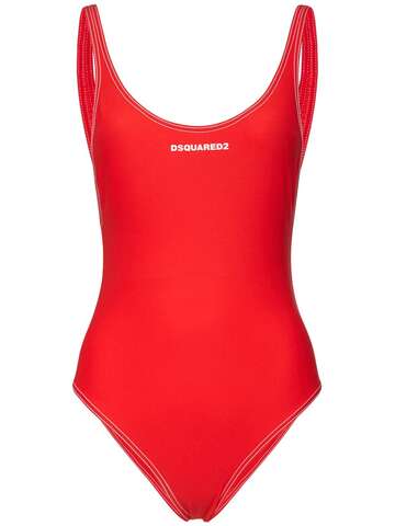 dsquared2 logo print onepiece swimsuit in red
