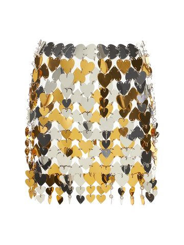 PACO RABANNE Heart Shaped Sequins Mini Skirt in gold / silver