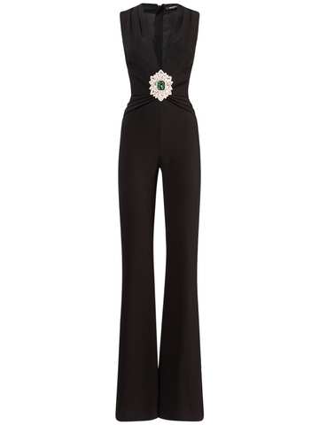 balmain embellished viscose crepe jumpsuit in black