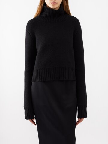 khaite - jovie high-neck sweater - womens - black