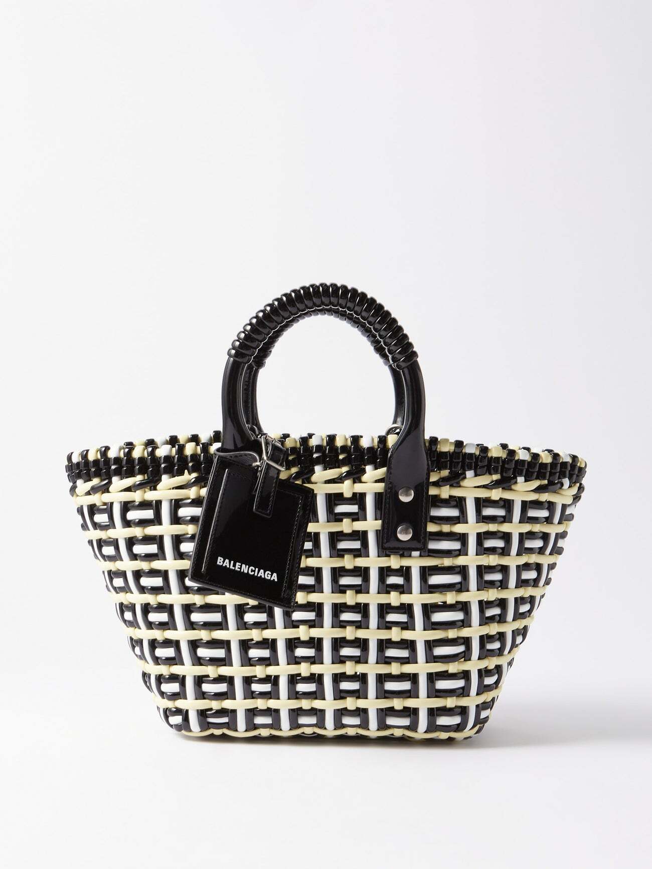 Balenciaga - Bistro Xs Woven Faux-leather Basket Bag - Womens - Yellow Multi