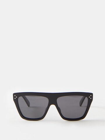 celine eyewear - oversized d-frame acetate sunglasses - womens - black grey