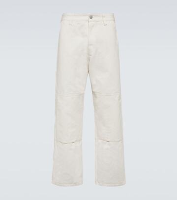stone island cotton wide-leg pants in white
