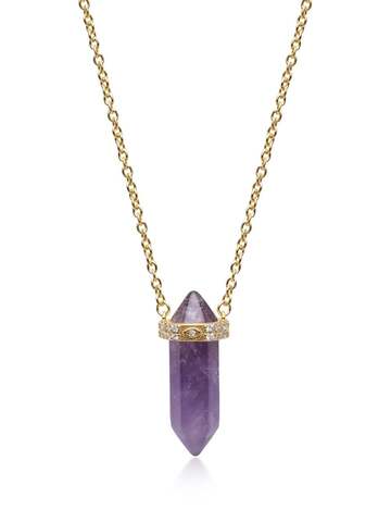 nialaya jewelry amethyst crystal pendant necklace - purple