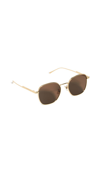 Bottega Veneta Metal Ribbon Round Sunglasses in brown / gold