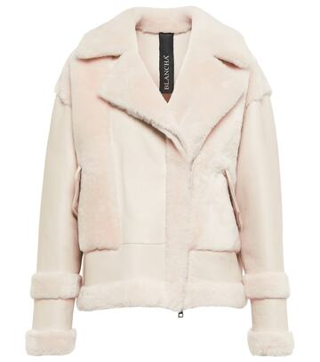 Blancha Shearling-trimmed leather jacket in beige