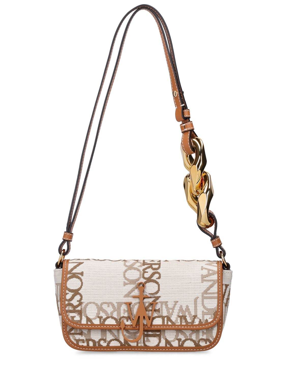 JW ANDERSON Chain Baguette Anchor Leather Bag in natural