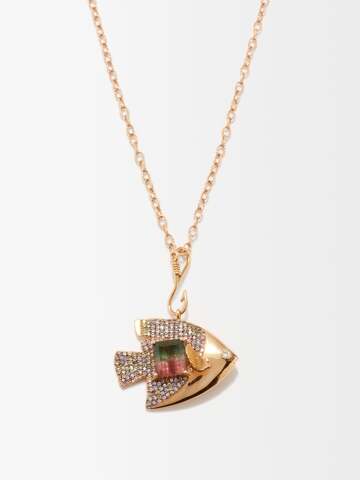 daniela villegas - amathaunta tourmaline & 18kt gold necklace - womens - gold multi
