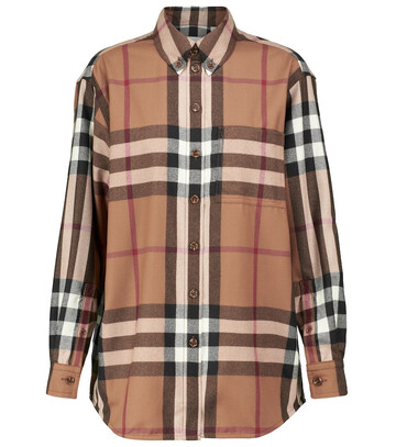 Burberry Checked wool shirt in brown