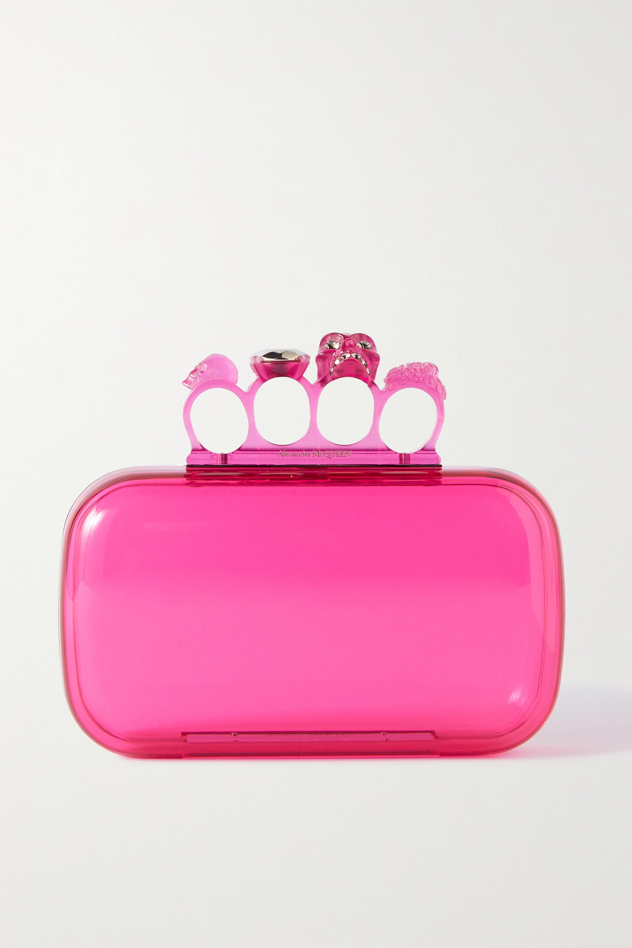 Alexander McQueen - Skull Four Ring Embellished Acrylic Clutch - Pink