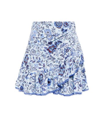 Poupette St Barth Mabelle floral miniskirt in blue