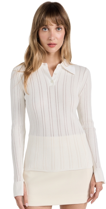 3.1 phillip lim variegated rib polo pullover ivory m