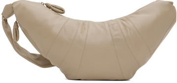 Lemaire Taupe Large Croissant Shoulder Bag in stone / sand