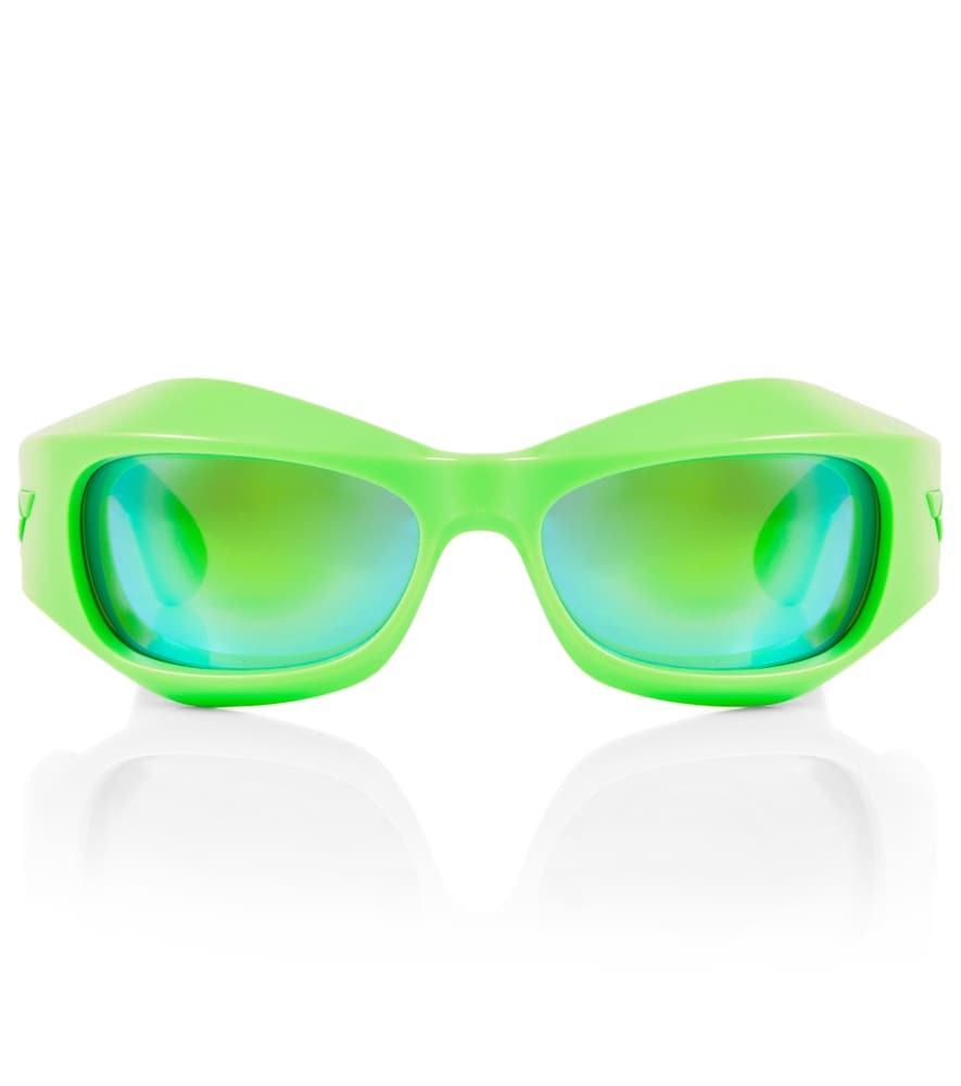 Bottega Veneta Mirrored oval sunglasses in green