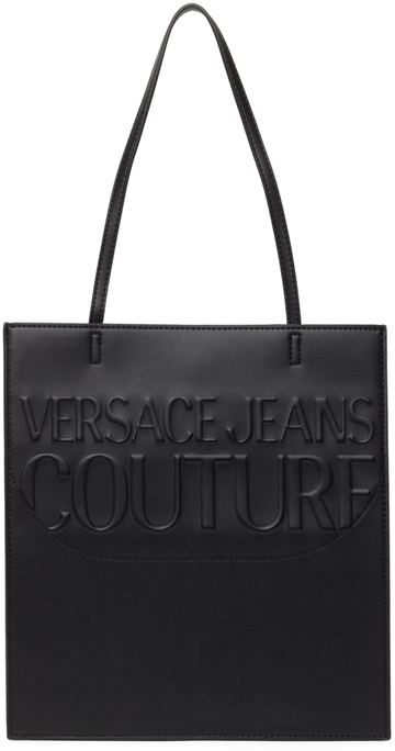 versace jeans couture black embossed tote