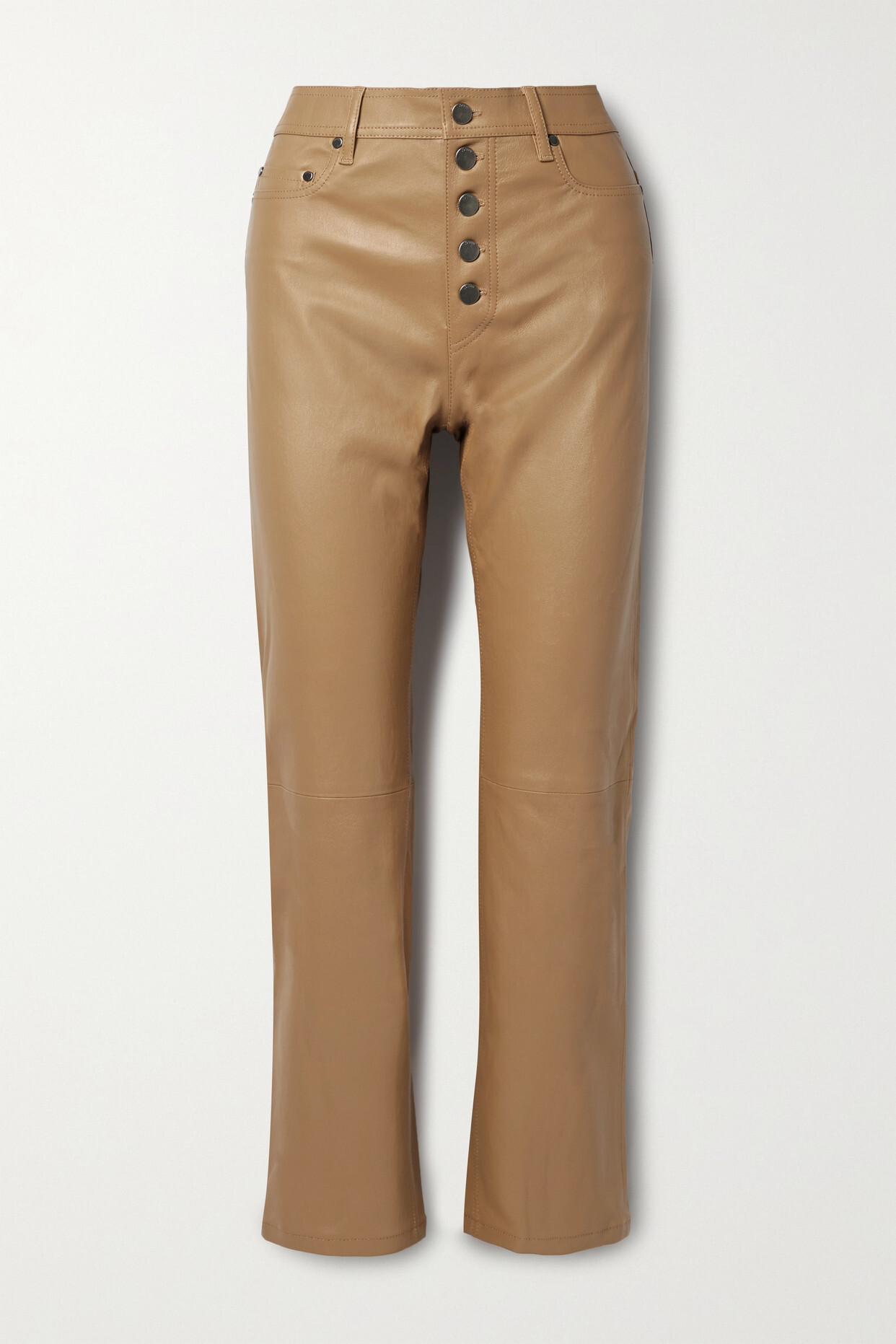 Joseph - Den Cropped Leather Straight-leg Pants - Brown