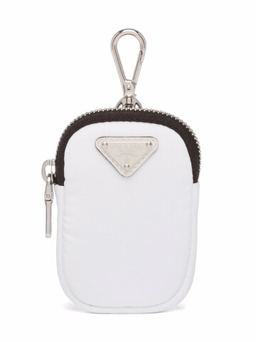 prada logo-plaque zip-fastening pouch - white