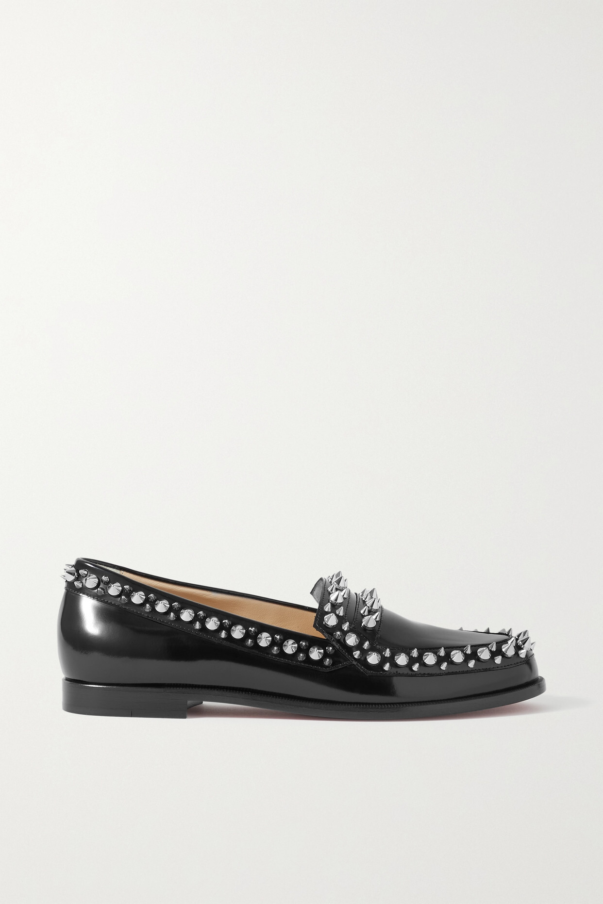 Christian Louboutin - Mattia Spikes Studded Patent-leather Loafers - Black