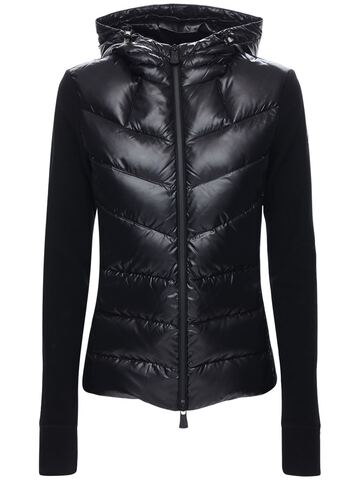 moncler grenoble stretch techno & nylon down jacket in black