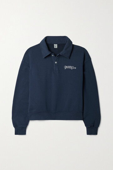 sporty & rich - rizzoli printed cotton-jersey sweatshirt - blue