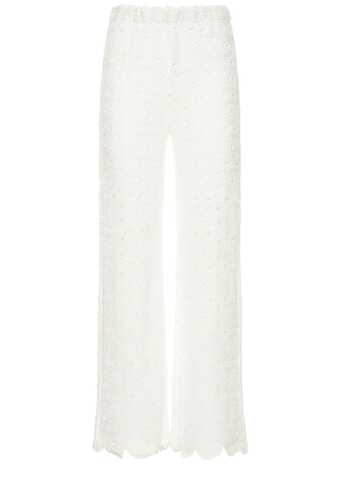ROTATE Nola Knitted Organic Cotton Pants in white