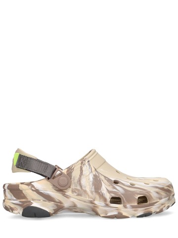 crocs all terrain tonal marble print sandals in beige