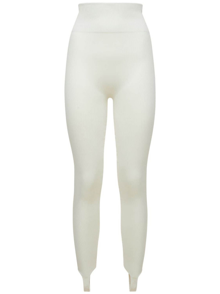 ANDREA ADAMO Ribbed Jersey Leggings W/ Thong Toes in ivory