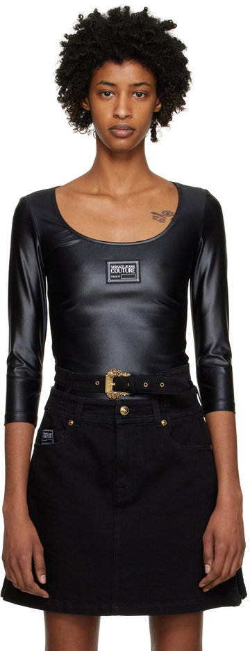 versace jeans couture black patch bodysuit