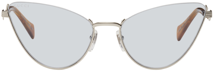 Gucci Silver Metal Cat-Eye Sunglasses