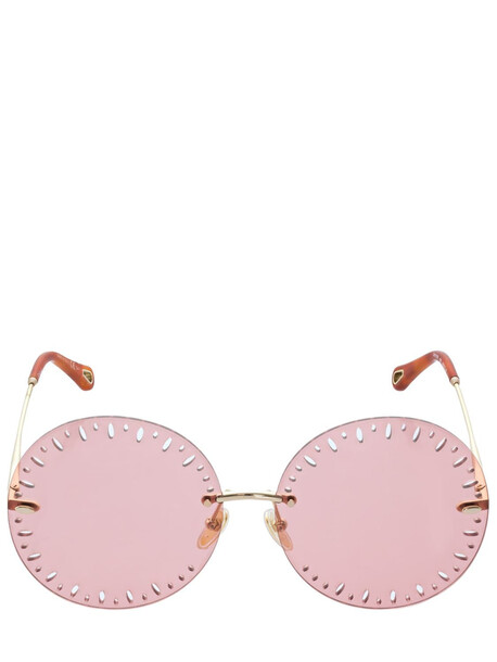 CHLOÉ Ysé Round Metal Sunglasses in gold / pink
