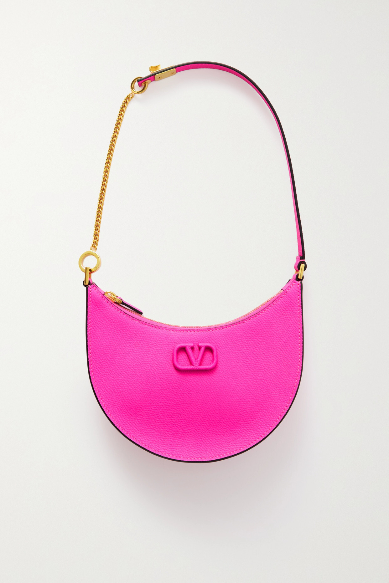 Valentino - Valentino Garavani Vlogo Mini Textured-leather Shoulder Bag - Pink