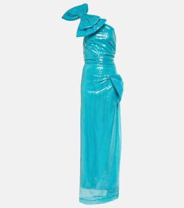 nina ricci sequined asymmetric maxi dress in blue