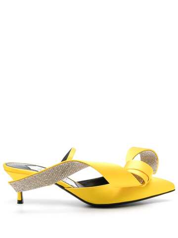 sergio rossi 60mm oversize-bow leather mules - yellow
