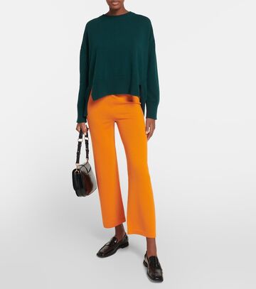 barrie high-rise wide-leg cashmere pants in orange