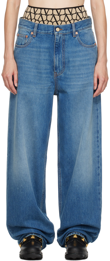 valentino blue hardware jeans in denim / denim
