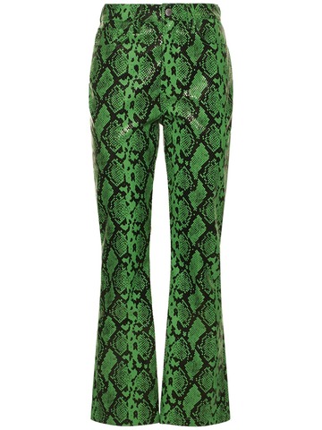 SIMON MILLER Natty Snake Printed Leather Pants in green