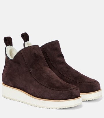 gabriela hearst harry shearling-lined suede ankle boots in brown