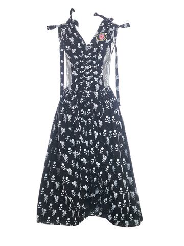 Chopova Lowena Barrell Rouched Dress in black / white