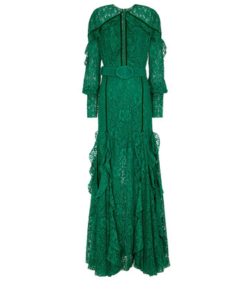 Costarellos Patrice floral lace gown in green