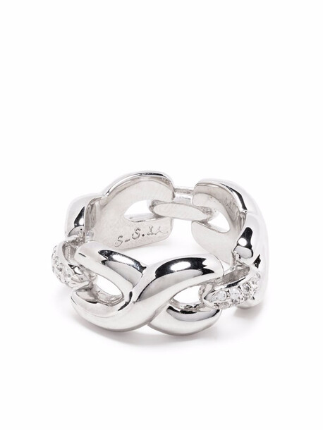 S_S.IL gem-embellished chain-link ring - Silver