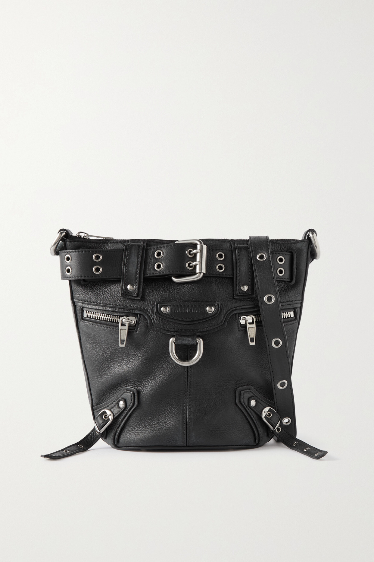 Balenciaga - Emo Xs Buckled Textured-leather Bucket Bag - Black