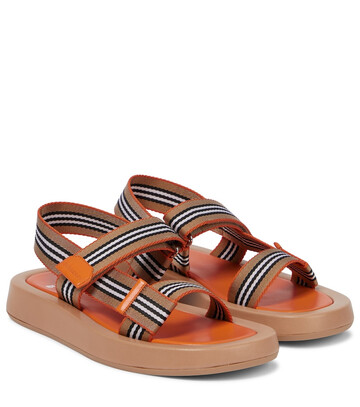 Burberry Icon Stripe canvas sandals in orange