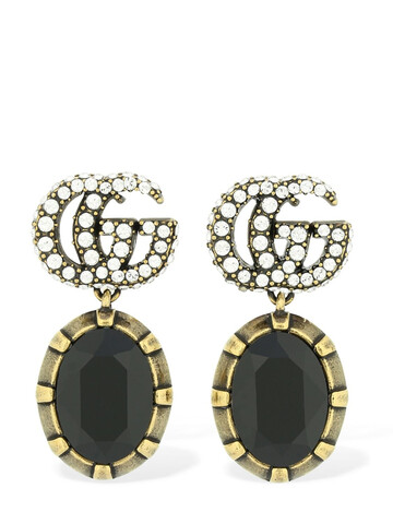 GUCCI Gg Marmont Crystal Embellished Earrings in black
